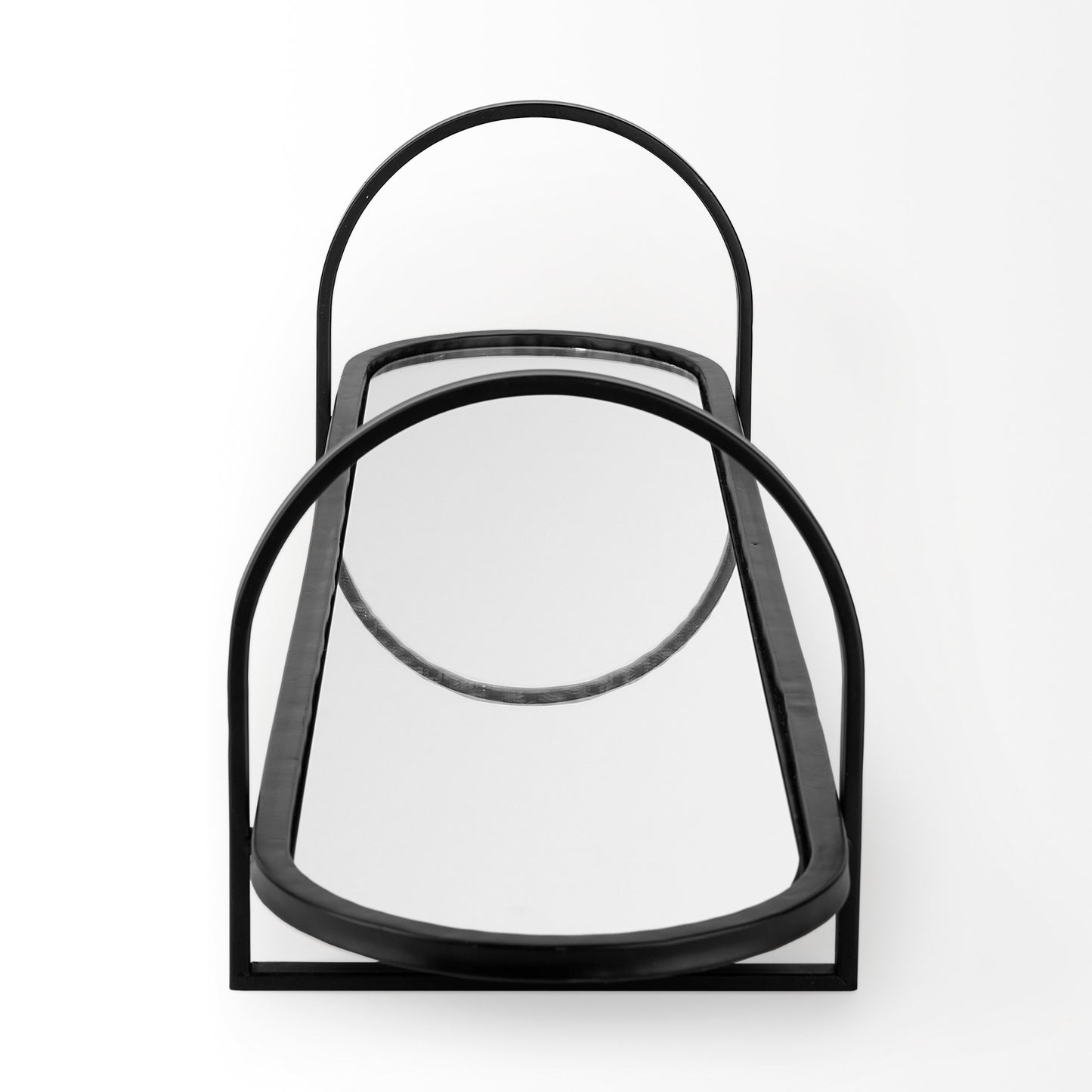 Evianna Mirrored W/Black Metal Frame Tray
