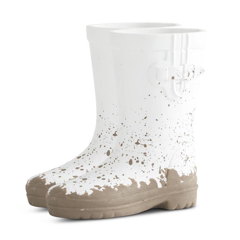 10 Inch Resin Pair of White Rainboots