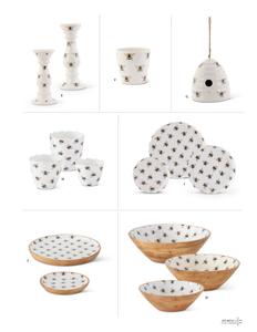 White Ceramic Pot with Bee Decals