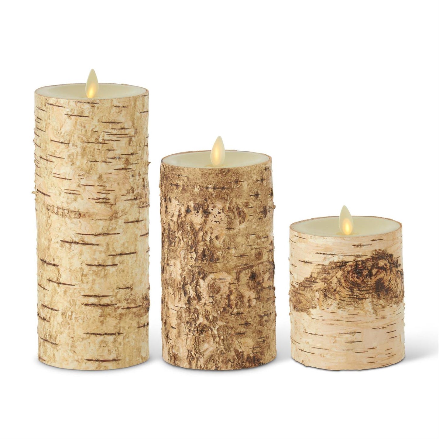 Luminara Birch Bark Wax Indoor Pillar Candle | 3.25" x 4.5"