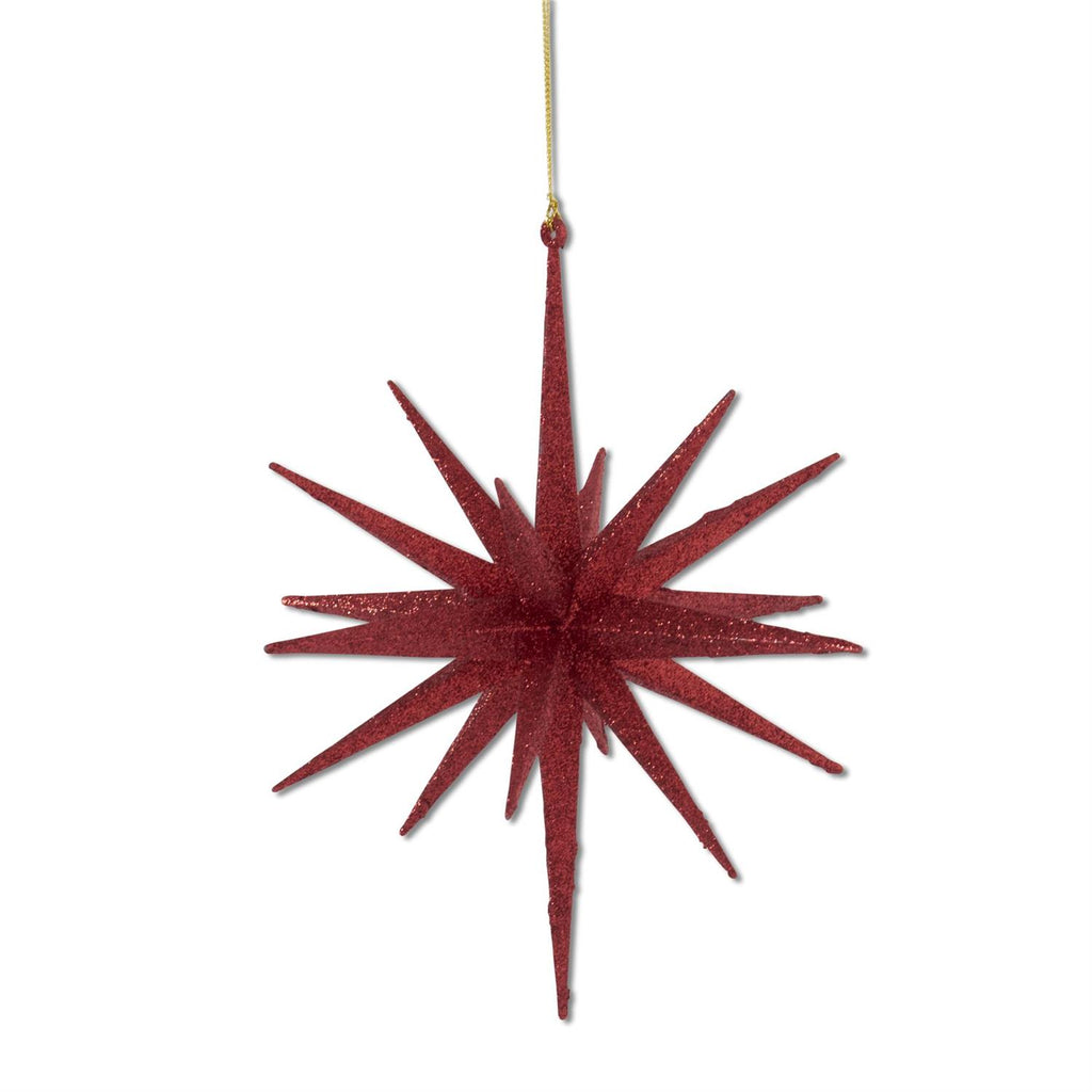 8 Inch 18 Point Red Glitter Star Ornament