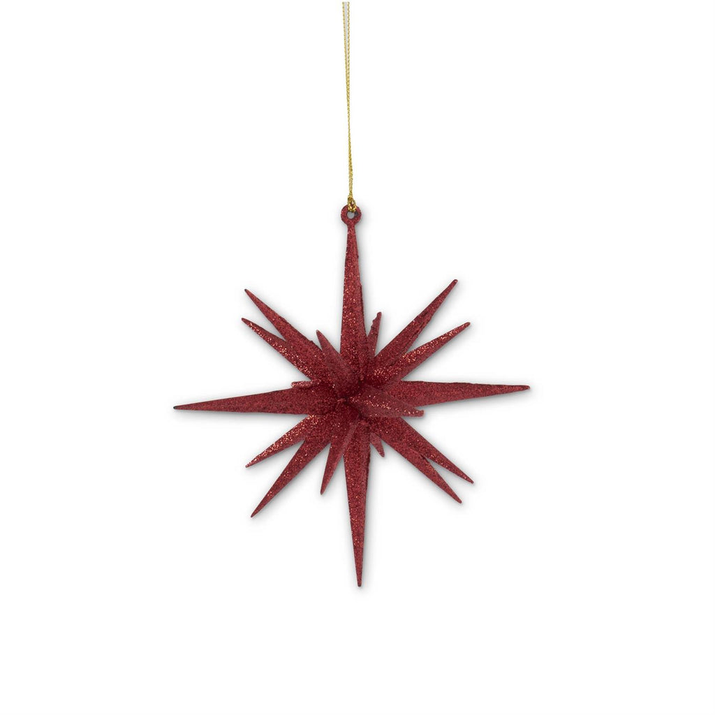 6 Inch 18 Point Red Glitter Star Ornament