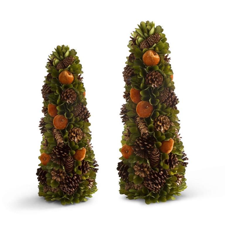 Rusty Apple & Pinecone Tree | Set of 2