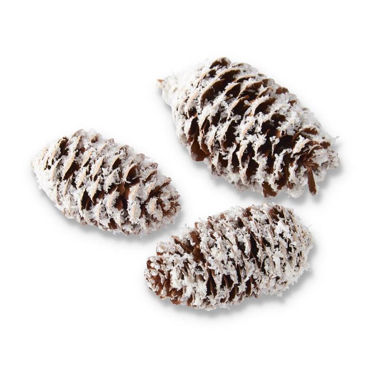 Cylinder of Flocked Long Brown Pinecone