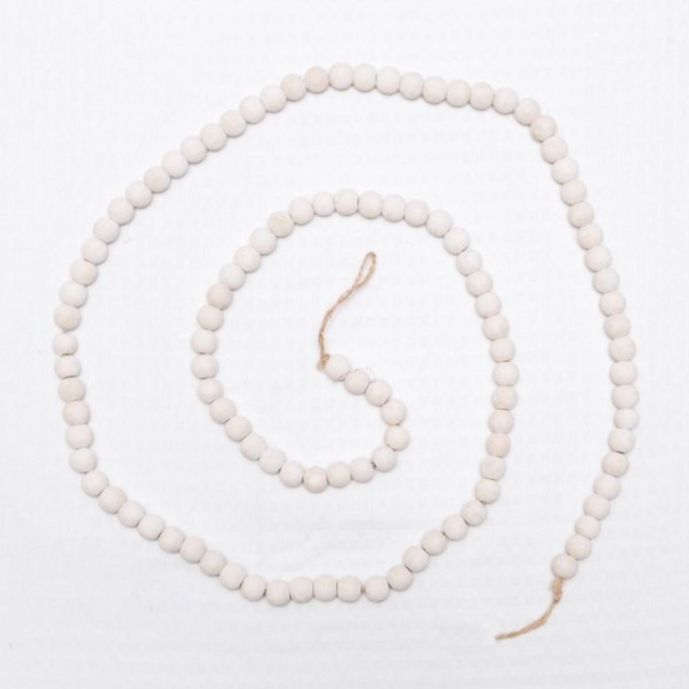 Wood Bead Garland | White