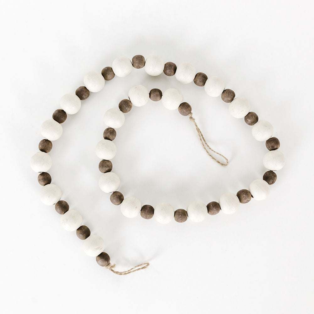 Wood Bead Garland | Brown & White