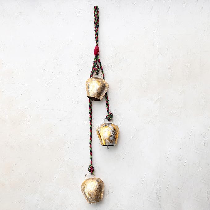 Hanging Metal Bells W/Braided Jute hanger