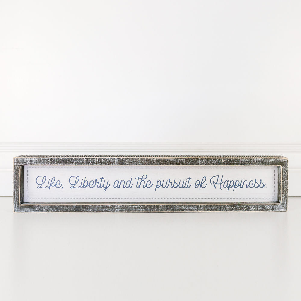 Wood Framed Sign | Life/Liberty/Happiness