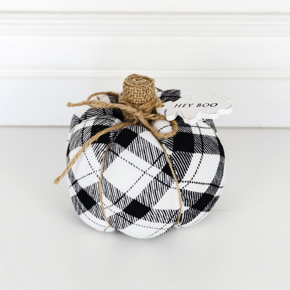 Puffy Pumpkin | Small | Black & White Plaid