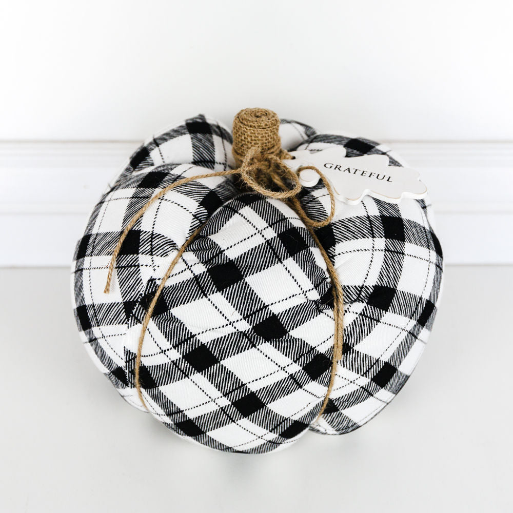 Puffy Pumpkin | Large | Black & White Plaid