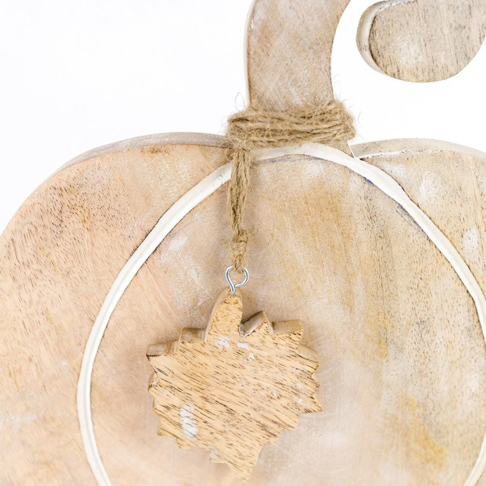 Mango Wood Pumpkin Cutouts | Set of 2