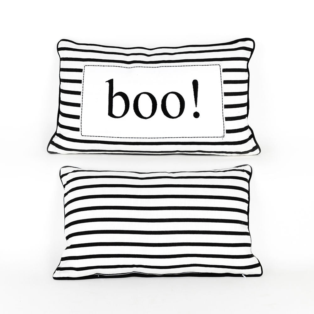 Linen Lumbar Pillow | Boo/Stripes