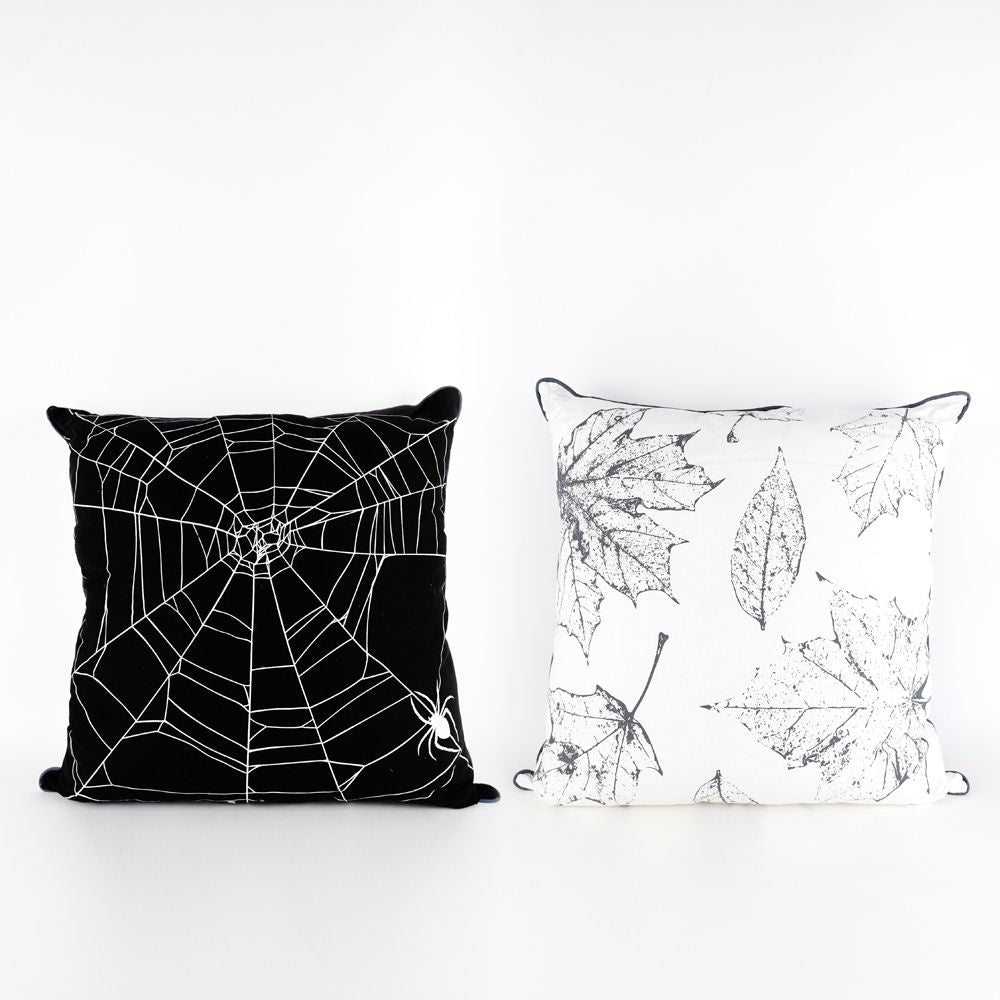 24" Linen Pillow | Webs/Leaves