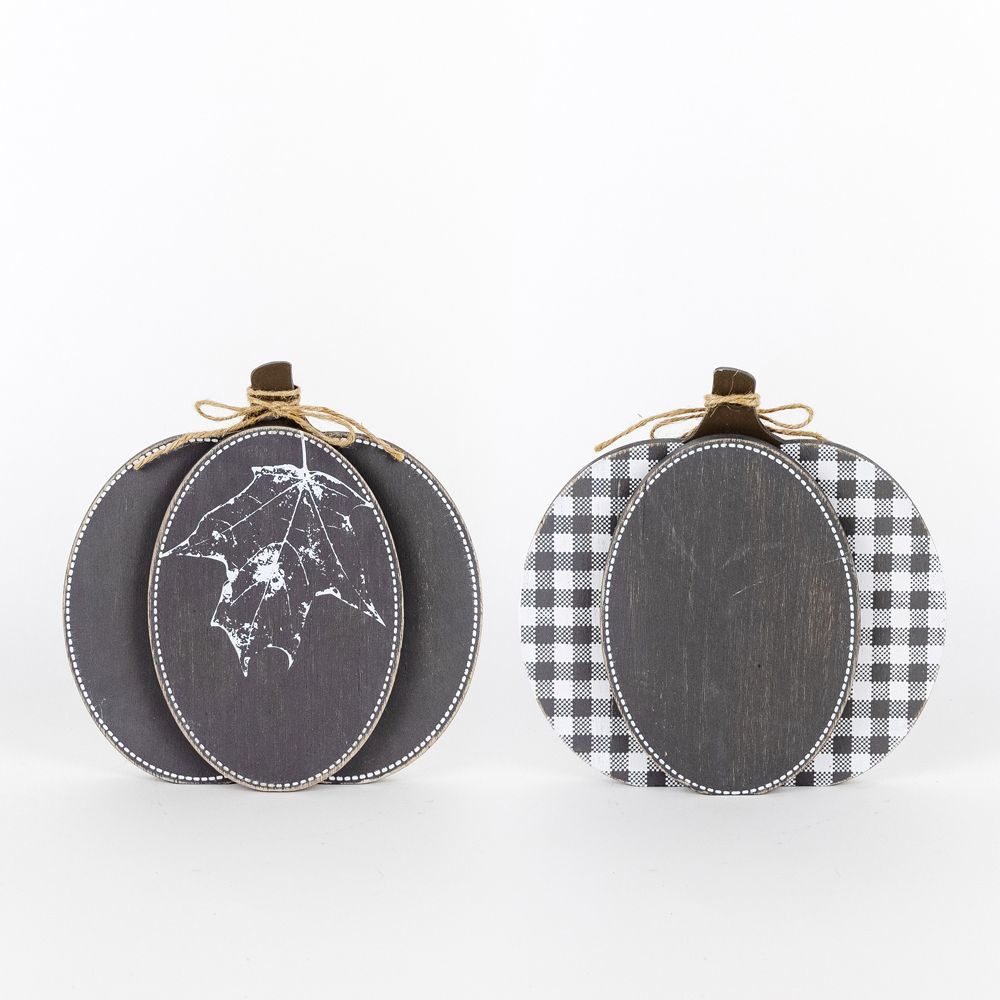 Chunky Wood Pumpkin Decor | Reversible | Grey