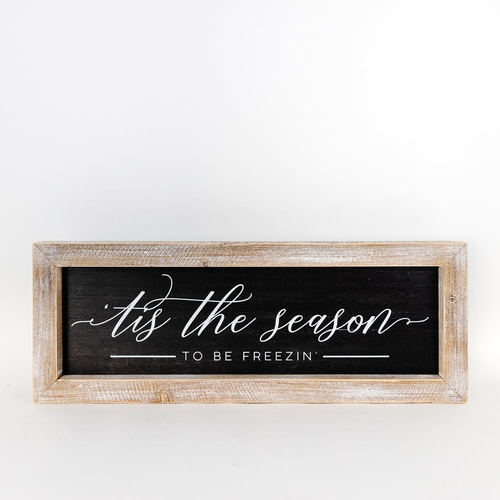 Wood Framed Sign | Reversible | Christmas/Freezin
