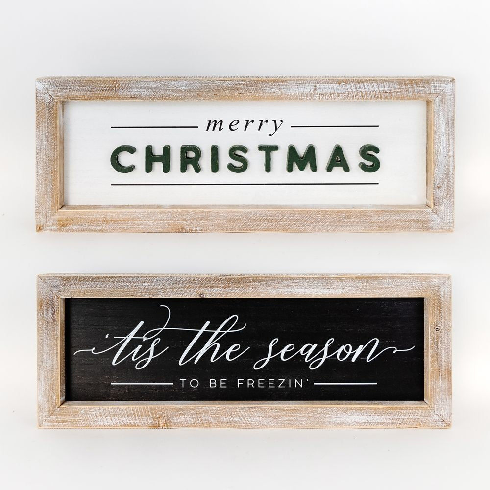 Wood Framed Sign | Reversible | Christmas/Freezin