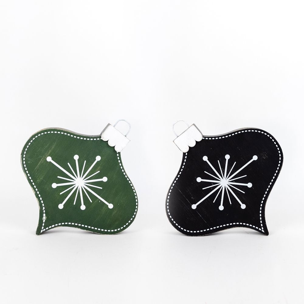 Wood Shape Teardrop Ornament | Green & Black