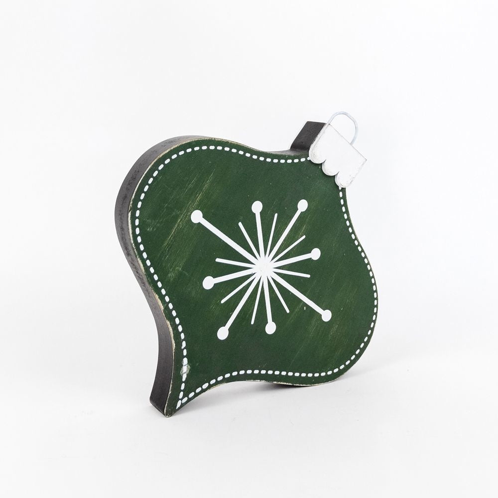 Wood Shape Teardrop Ornament | Green & Black