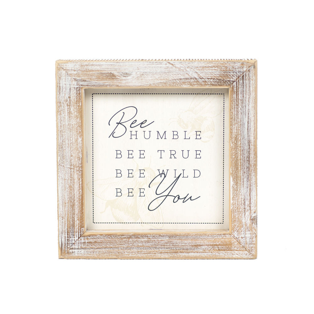 Wood Framed Sign | Reversible | Bee