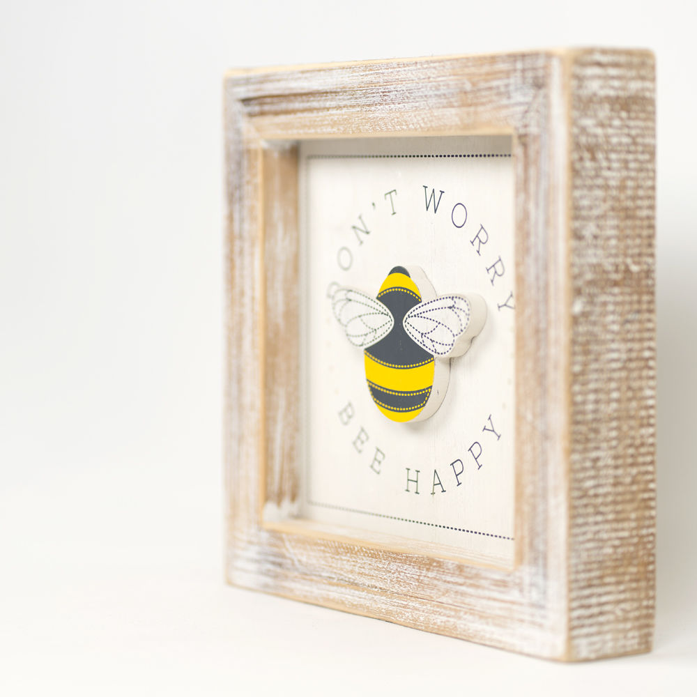 Wood Framed Sign | Reversible | Bee