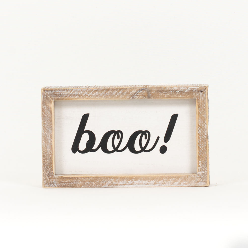 Wood Framed Sign | Reversible | Boo/Fall
