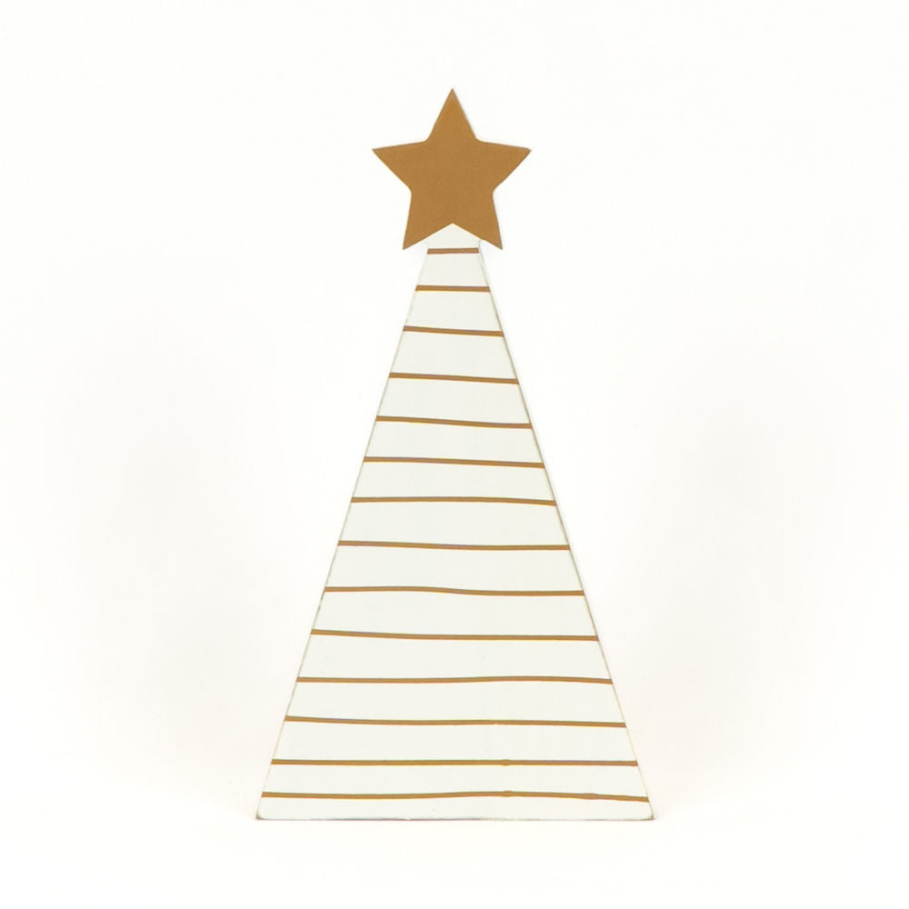 Wood Tree Shape | Reversible | Brown & White Stripes