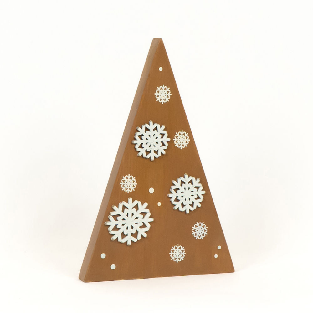 Wood Tree Shape | Reversible | Brown and White Snowflake