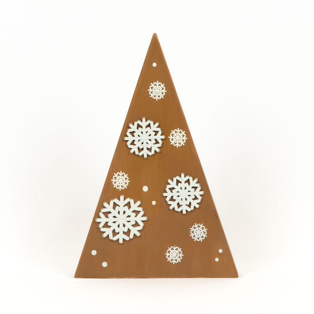 Wood Tree Shape | Reversible | Brown and White Snowflake