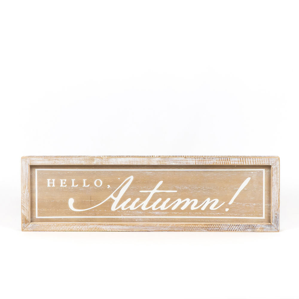 Wood Framed Sign | Reversible | Autumn/Trick Or Treat | Brown