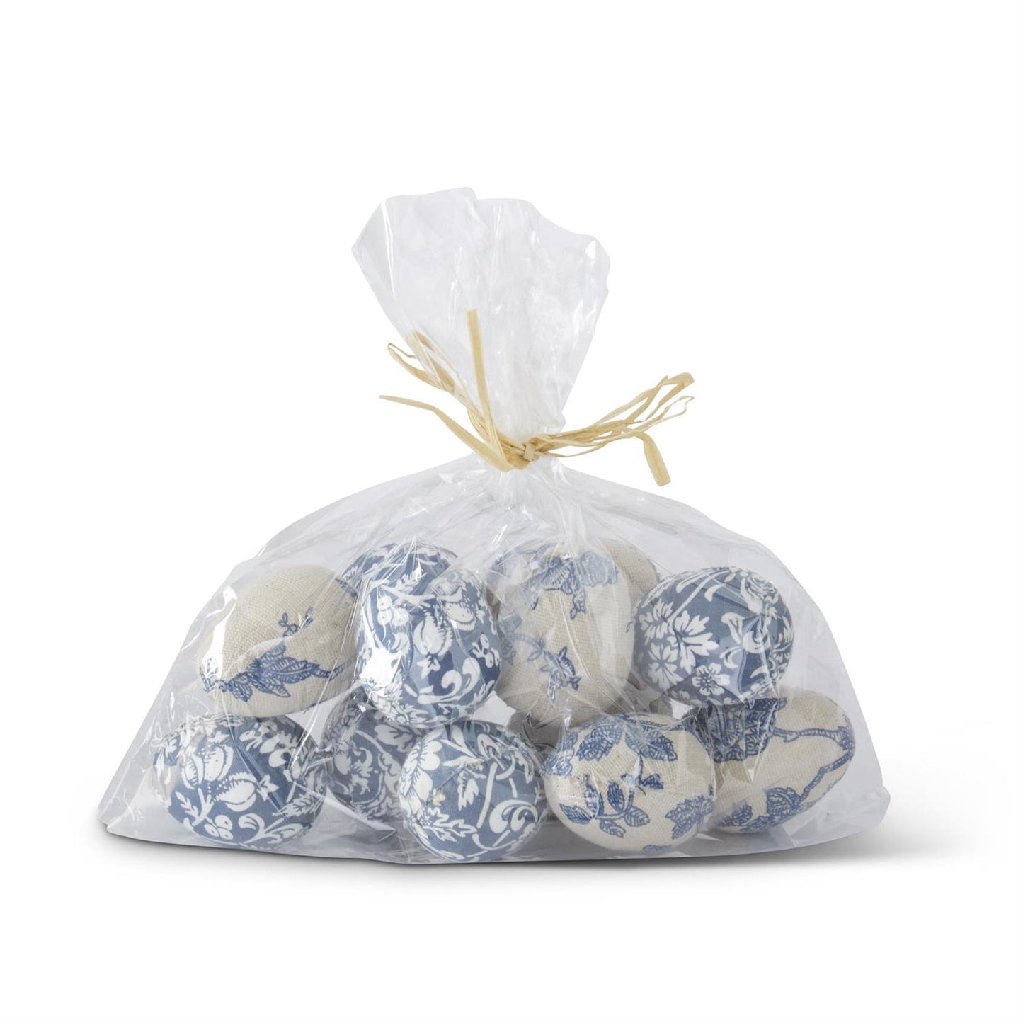 Assorted 2 Inch Blue & White Floral Fabric Eggs
