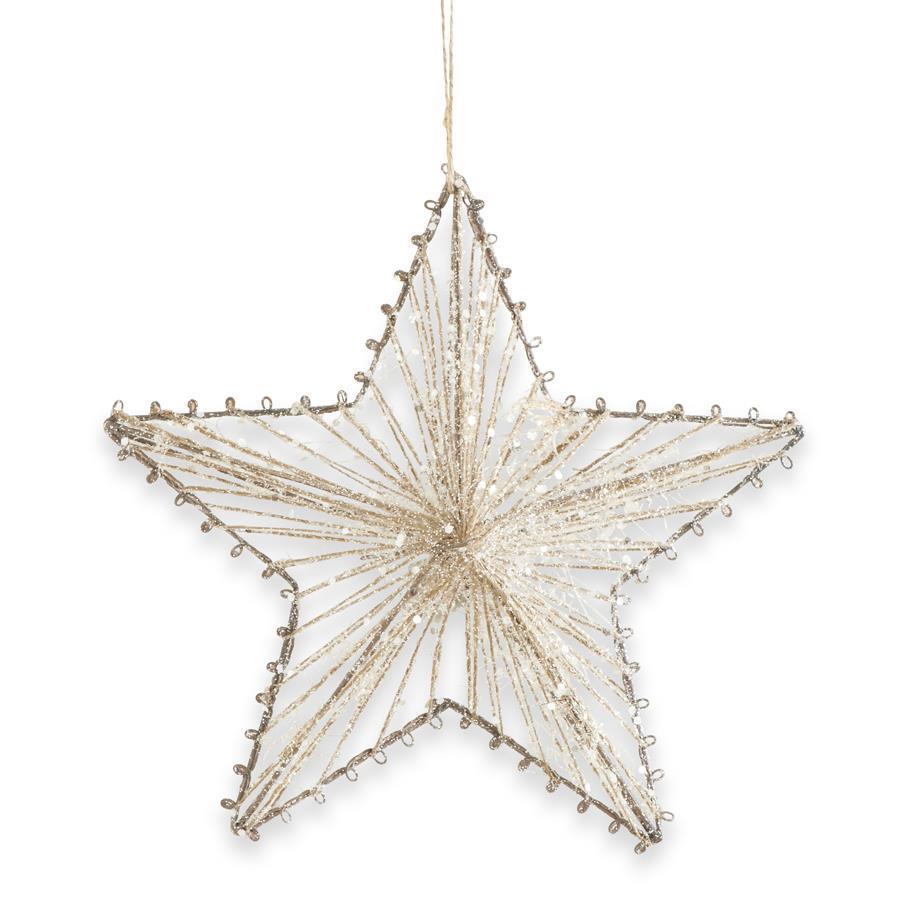 8 Inch Glittered Jute Star Ornament