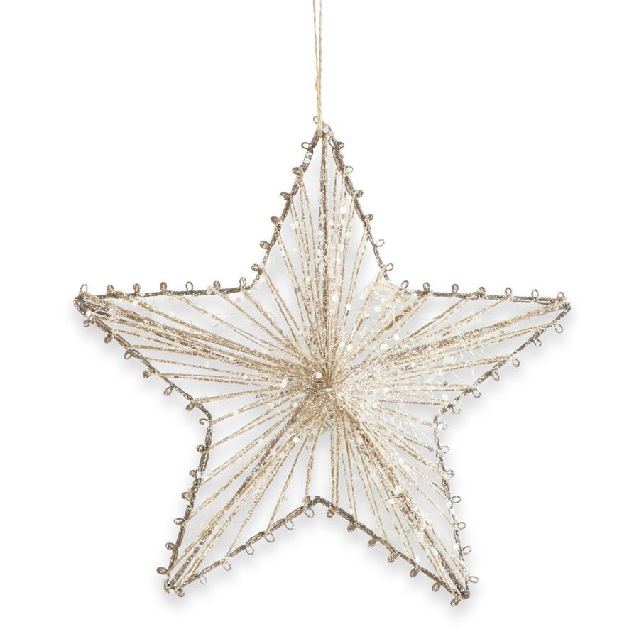8 Inch Glittered Jute Star Ornament