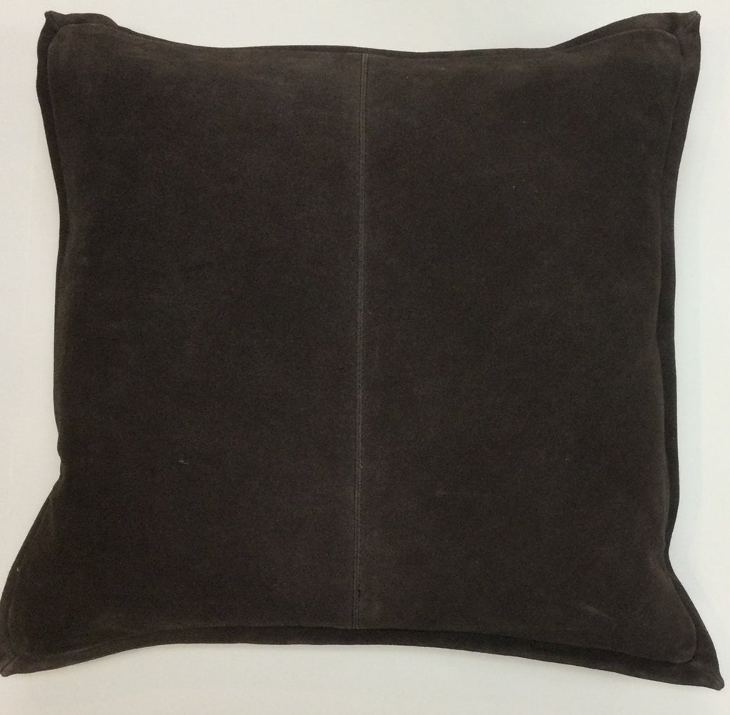 Brown Leather Suede Pillow 20x20