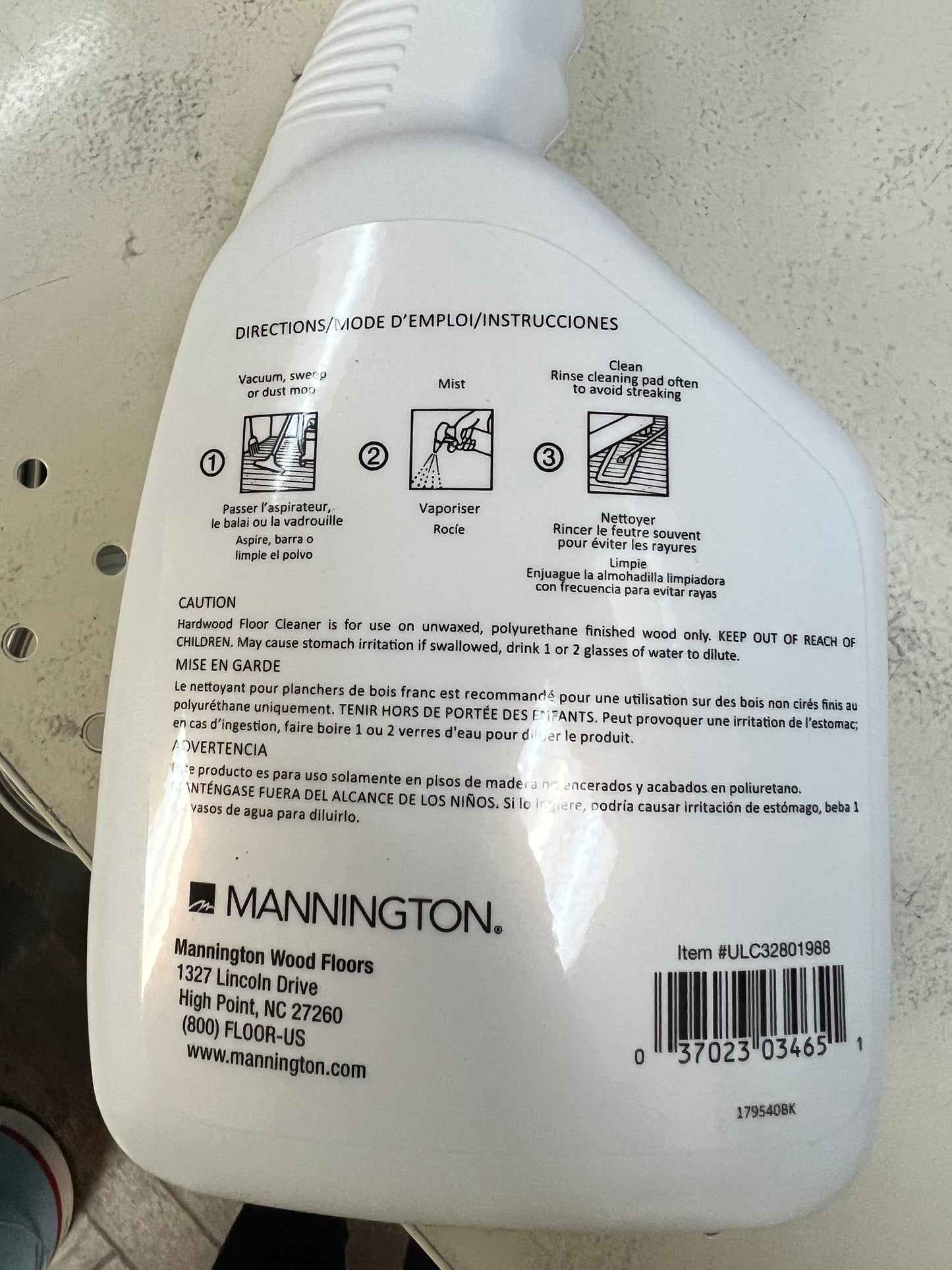 Mannington Ultra Clean Spray Bottle Floor Cleaner