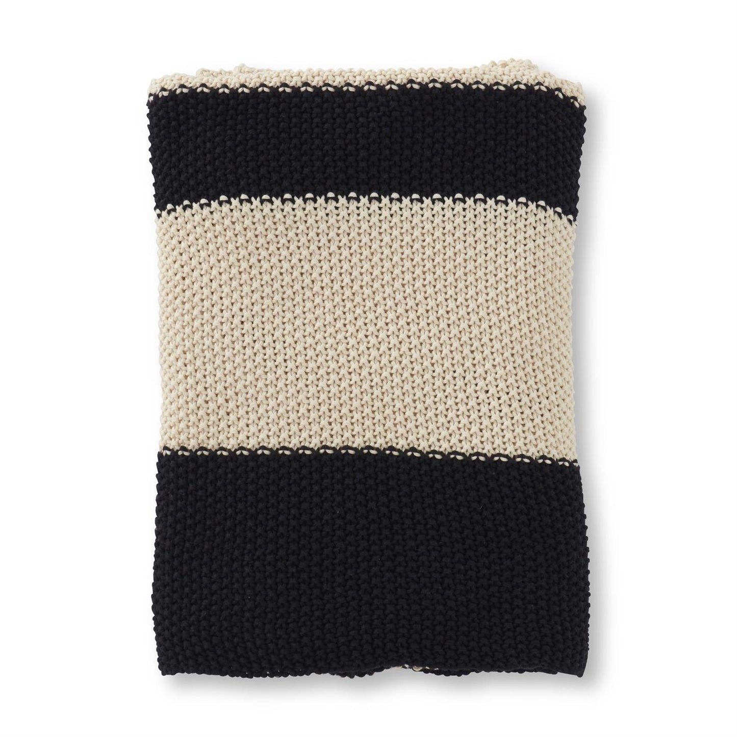 Knit Throw | Black & Cream Stripe | 60"