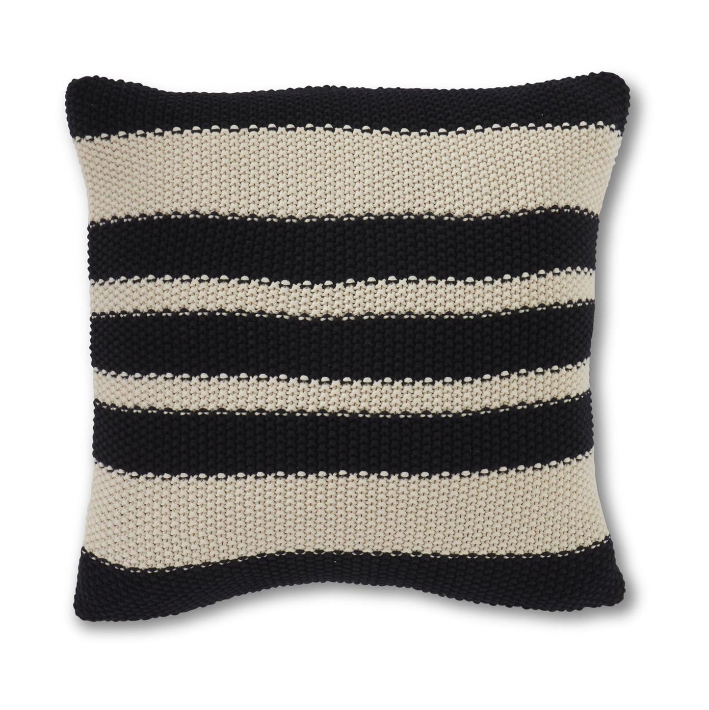 20" Knit Pillow | Black & Cream Stripe