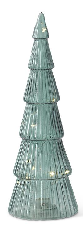 Sage Green Ribbed Glass LED Christmas Tree |Large|