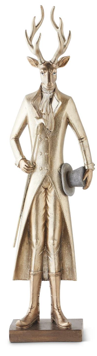 Gold Resin Standing Deer w/hat |Large|