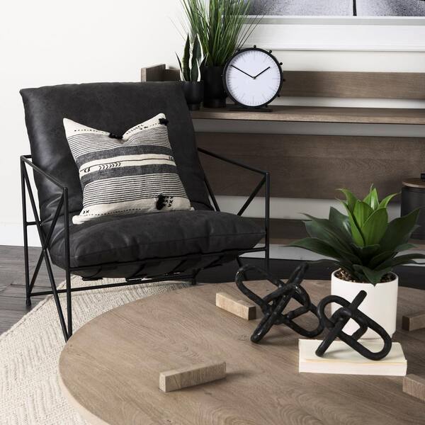 Marian Black Studded Round Table Clock