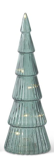Sage Green Ribbed Glass LED Christmas Tree |Medium|