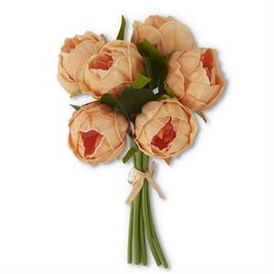12 Inch Peach Real Touch Peony Bundle (6 Stem)