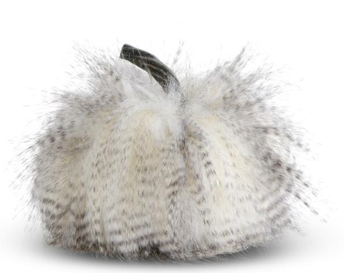 Faux Fur Pumpkin | Grey & White | 4.5"
