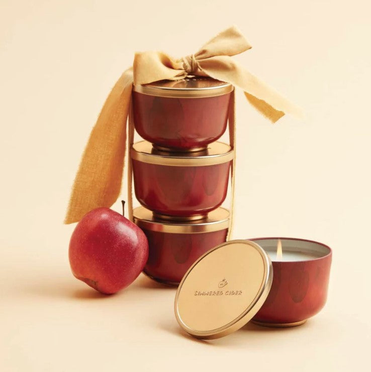 Thymes Simmered Cider Candle in Tin with Gold Lid