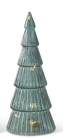 Sage Green Ribbed Glass LED Christmas Tree |Small|