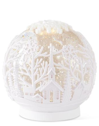 Village White Cutout Acrylic LED Spinning Water