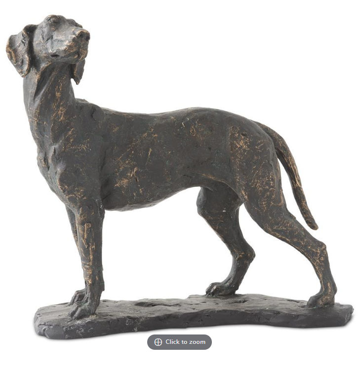 11” Resin Patina Standing Dog on Black Base