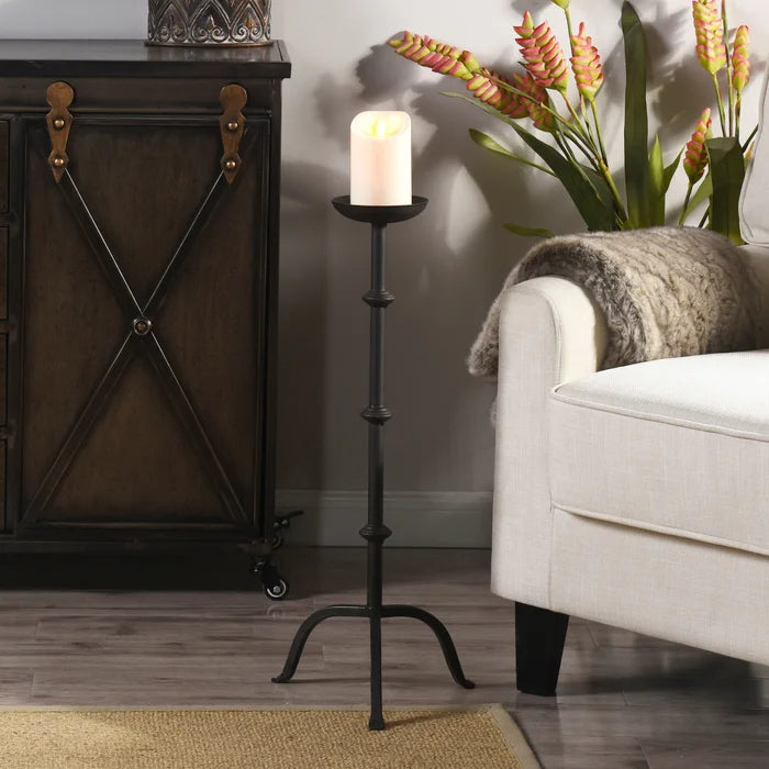 27" Metal Black Taper Candle Holder