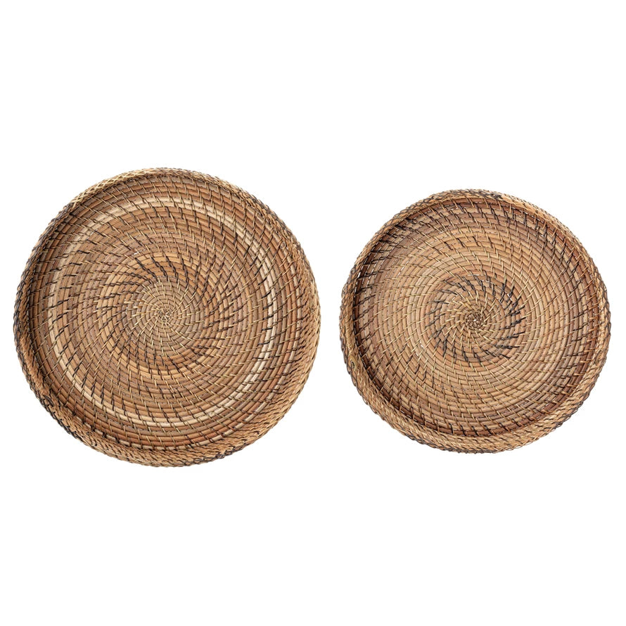 Hand-Woven Trays with Handles