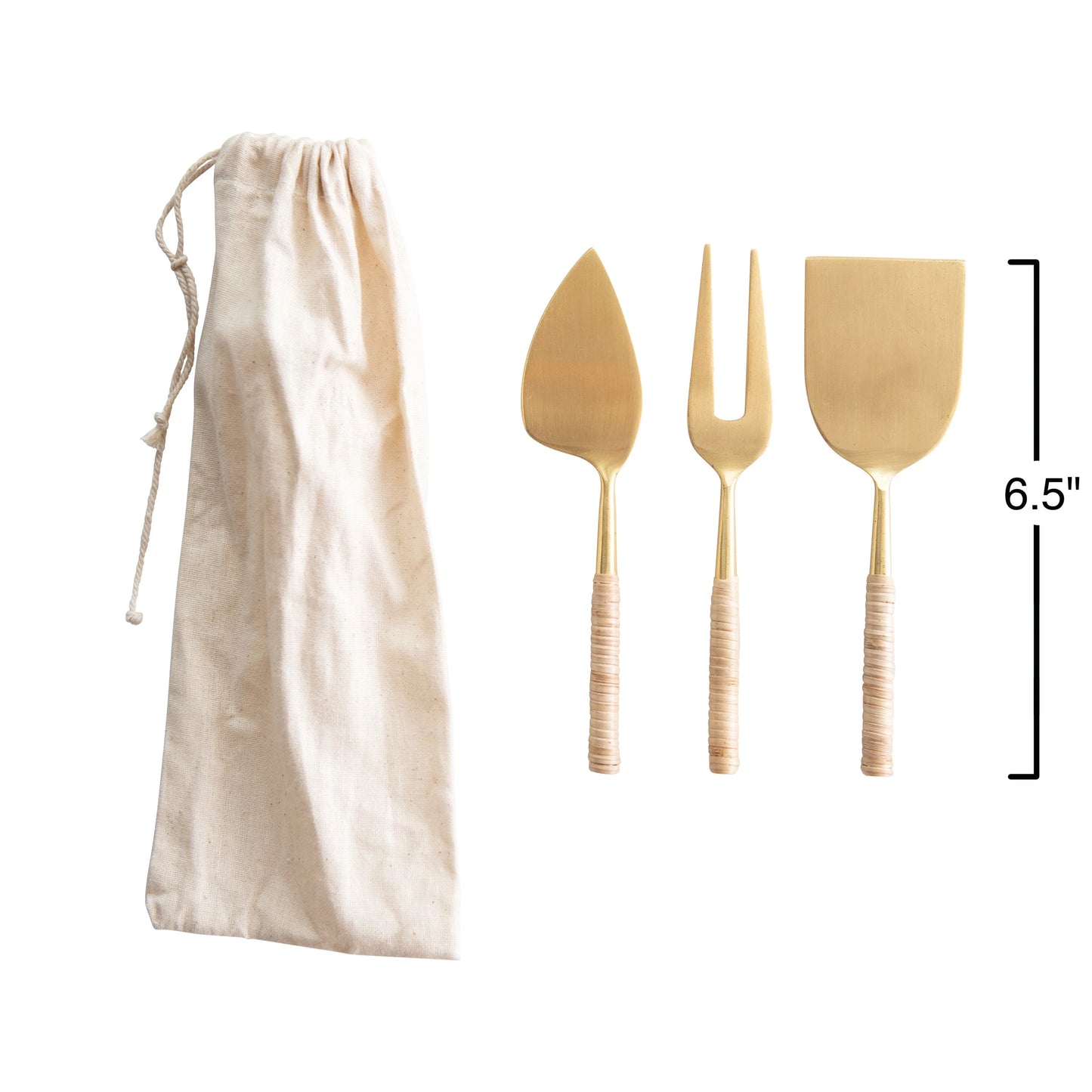 Cheese Servers w/ Rattan Handles | Set of 3