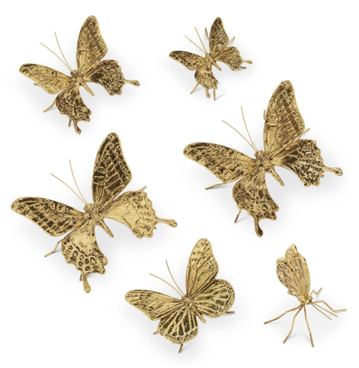 Set of 6 Gold Butterflies